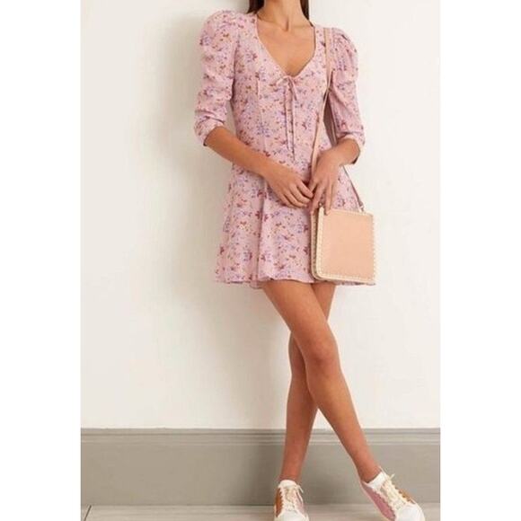 LoveShackFancy Juree Silk Mini Dress Sz. 0 - Picture 1 of 8